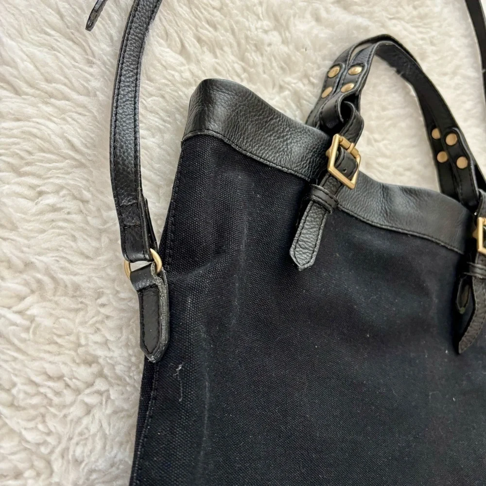 See By Chloe Elegant Black Leather Canvas Tote/Shoulder Large Bag